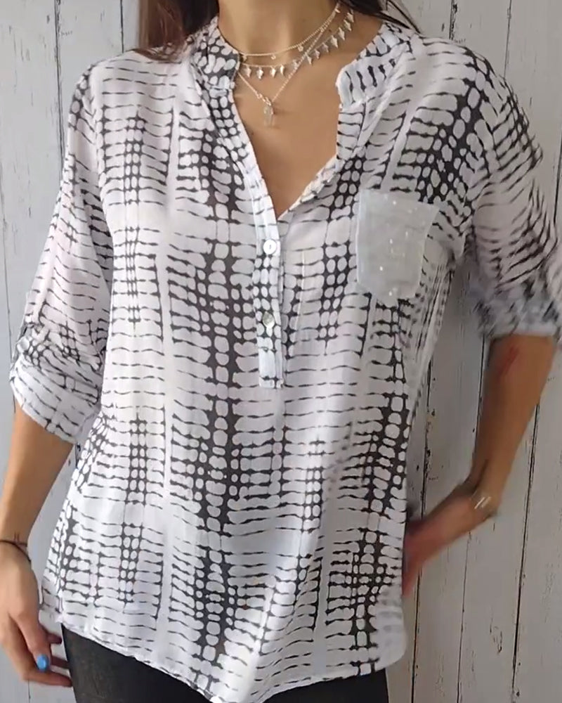 Casual pockets and pleated blouses blouse&shirts