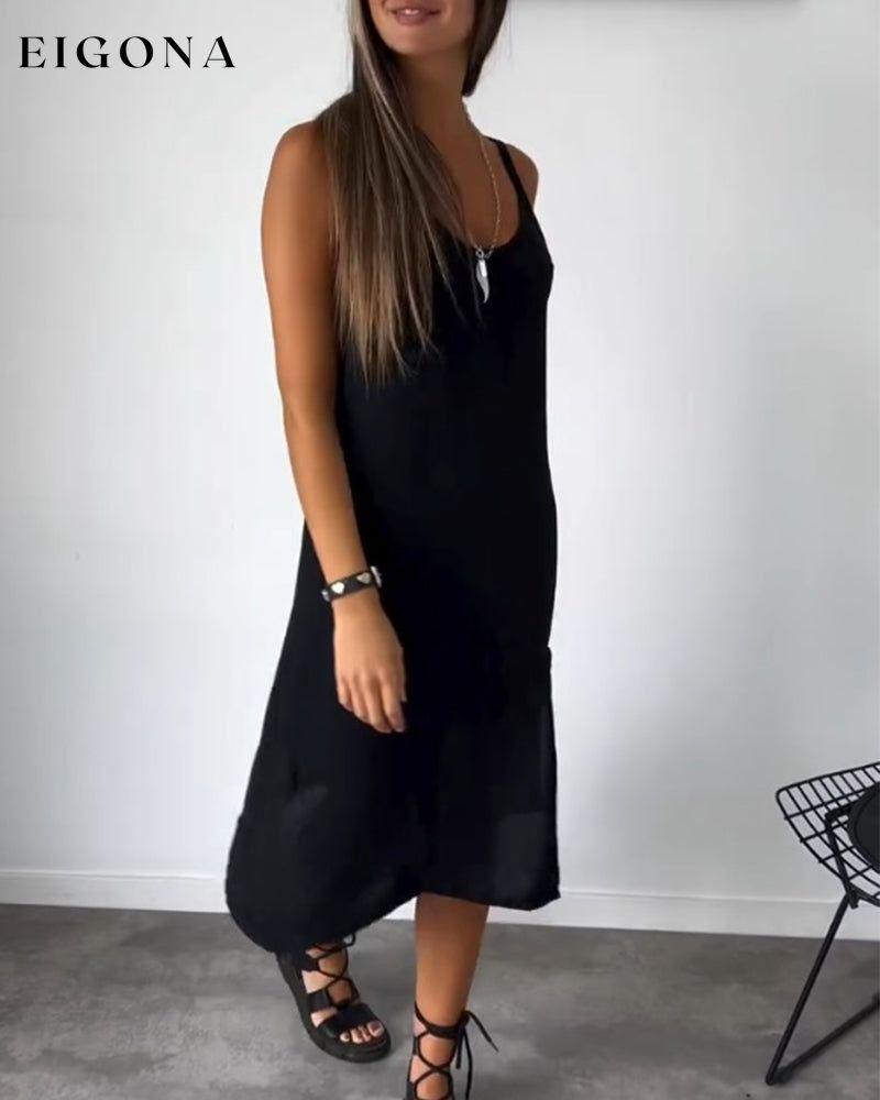 Slit solid color suspender dress casual dresses summer