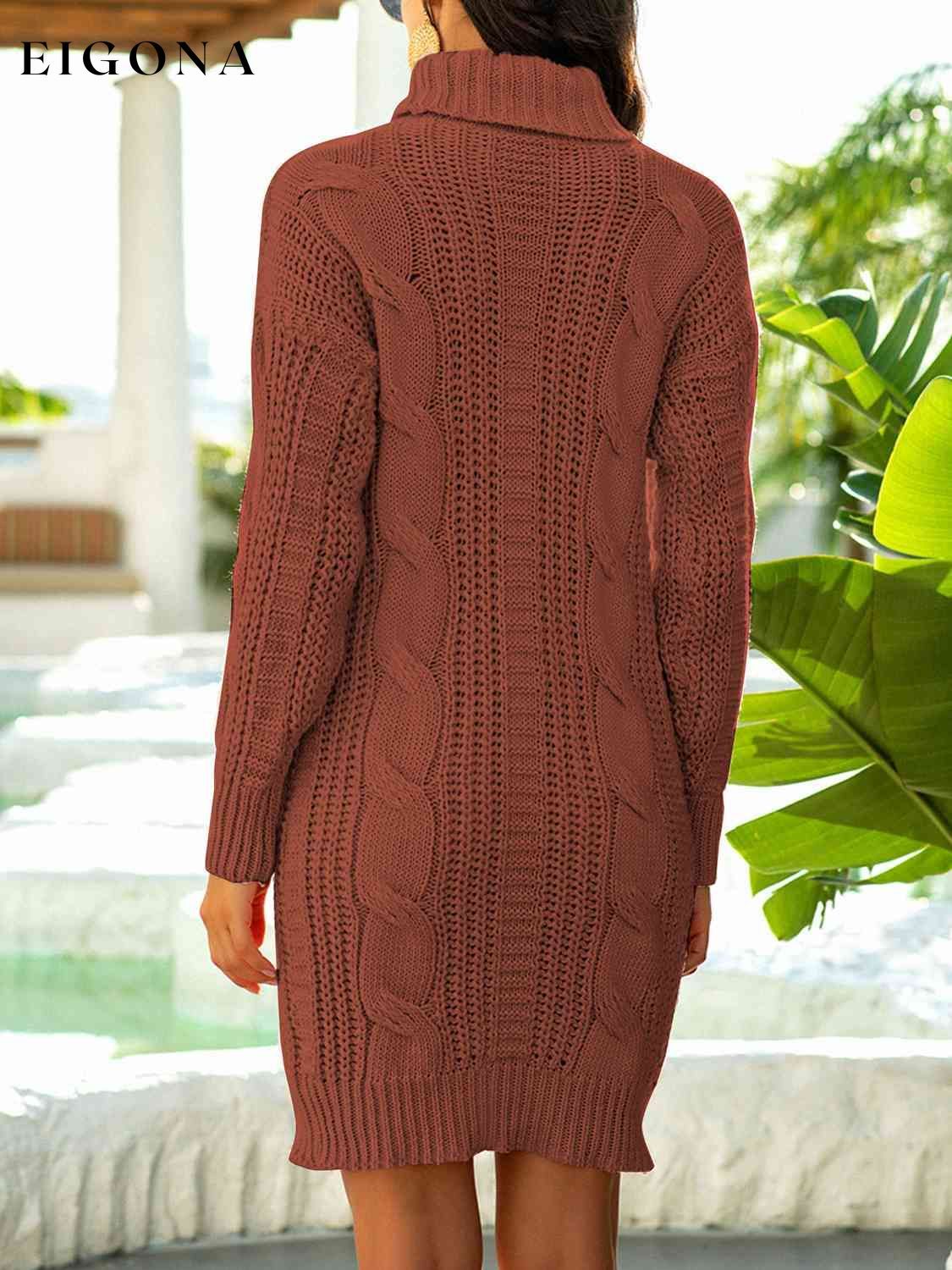 Turtleneck Ribbed Sweater Dress clothes dress dresses long sleeve long sleeve shirts long sleeve top Ship From Overseas Shipping Delay 10/01/2023 - 10/02/2023 short dresses sweater sweaters Y*X