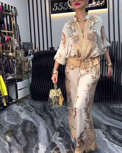 Abito a gamba larga con cerniera e colletto rialzato