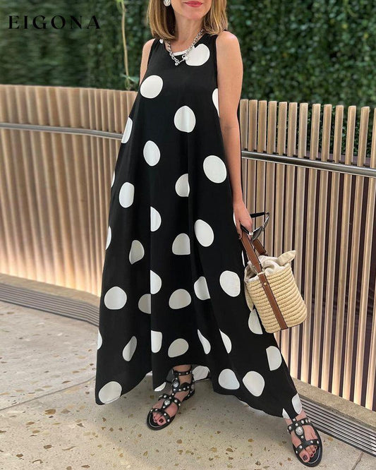 Sleeveless polka dot long dress casual dresses spring summer