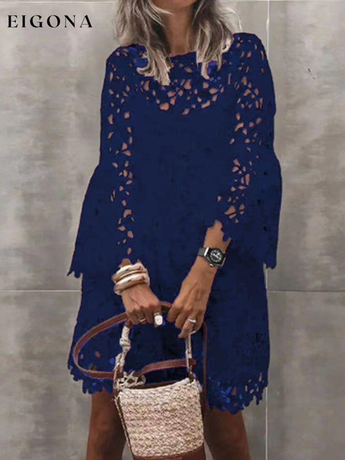 Elegant Lace Long Sleeve Casual Dress linen dresses