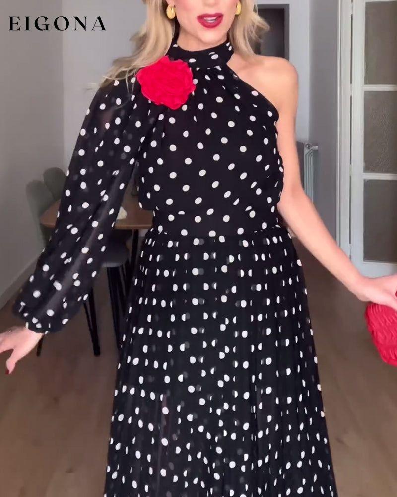 Elegant one-shoulder long dress with polka dot print casual dresses party dresses spring summer