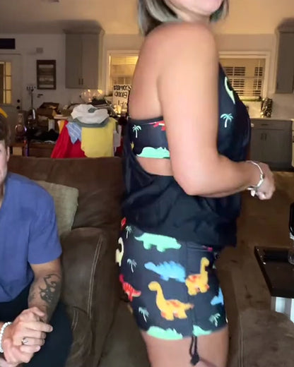 Zweiteiliger Badeanzug mit Dinosaurier-Print