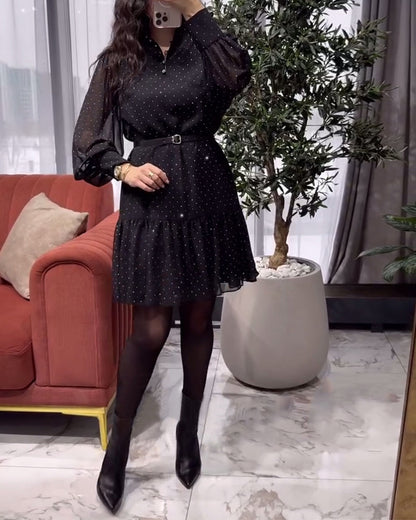 Fashion Polka Dot Long Sleeve Dress 2024 f/w casual dresses