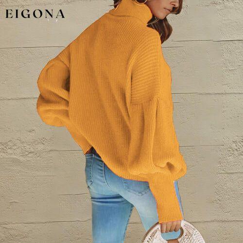 Turtleneck Lantern Sleeve Dropped Shoulder Puff Sleeve Fashion Sweater campaign clothes D&C Ship From Overseas