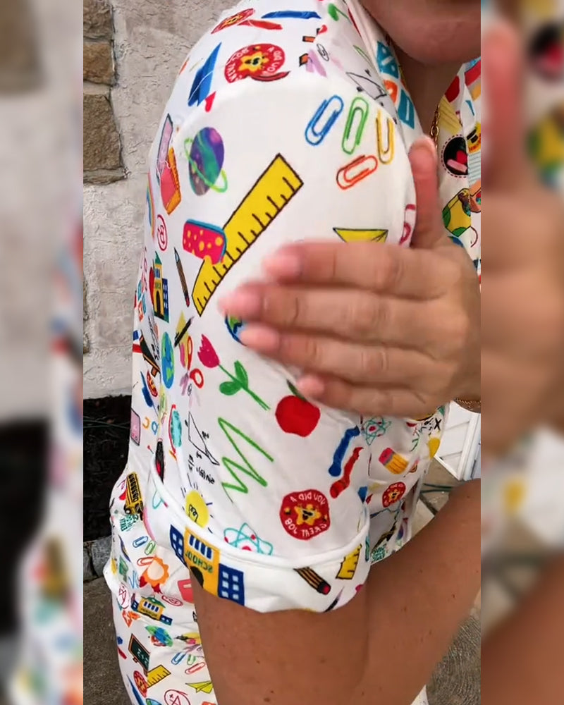 Bedrucktes, lässiges, bequemes zweiteiliges Set