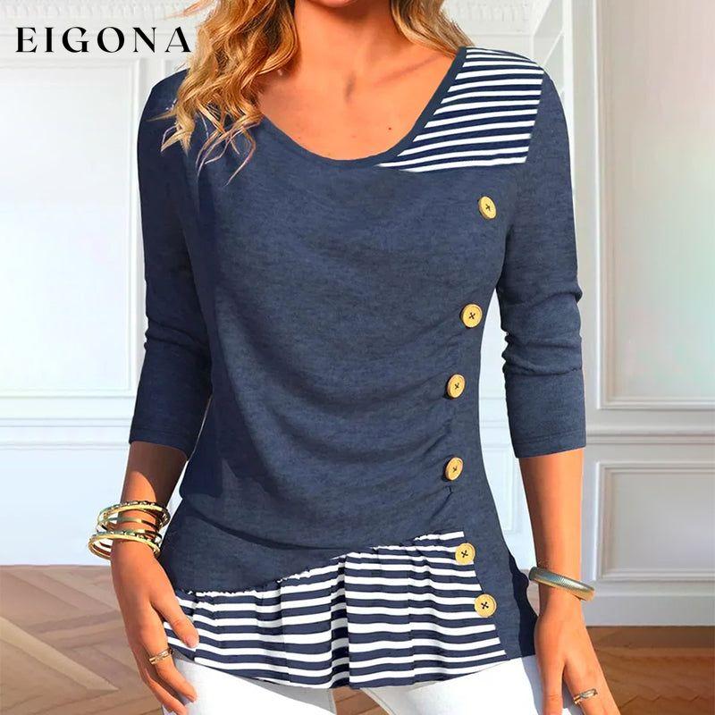 Casual Striped Patchwork Blouse best Best Sellings clothes Plus Size Sale tops Topseller