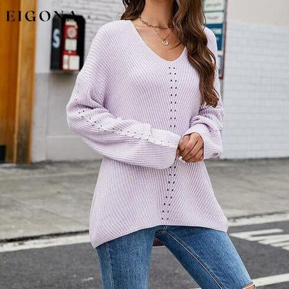 Openwork Dropped Shoulder Long Sleeve Sweater clothes Ship From Overseas X.X.W