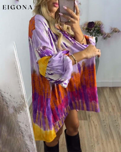 Tie-dye printed V-neck casual dress casual dresses spring summer