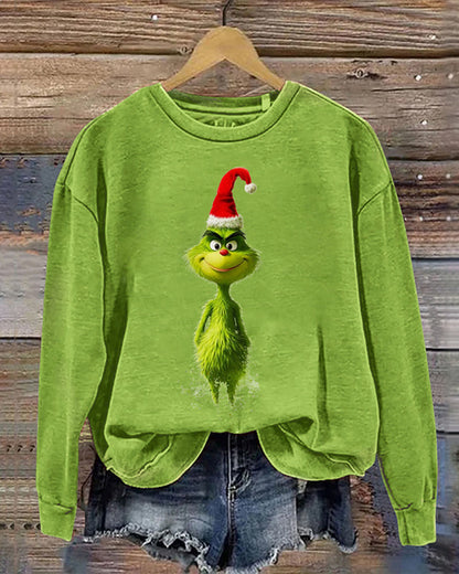 Round neck Grinch print pullover sweatshirt 2024 f/w christmas Grinch sweatshirts