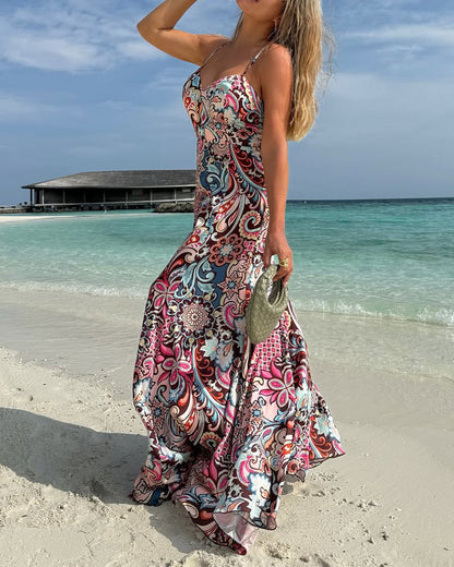 Strandurlaub-Print-Slingkleid