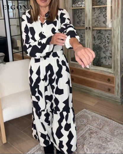 Printed long sleeve casual maxi dress 2023 f/w 23BF casual dresses Clothes Dresses spring