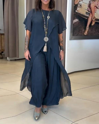 Temperament Bloomers Chiffon Set