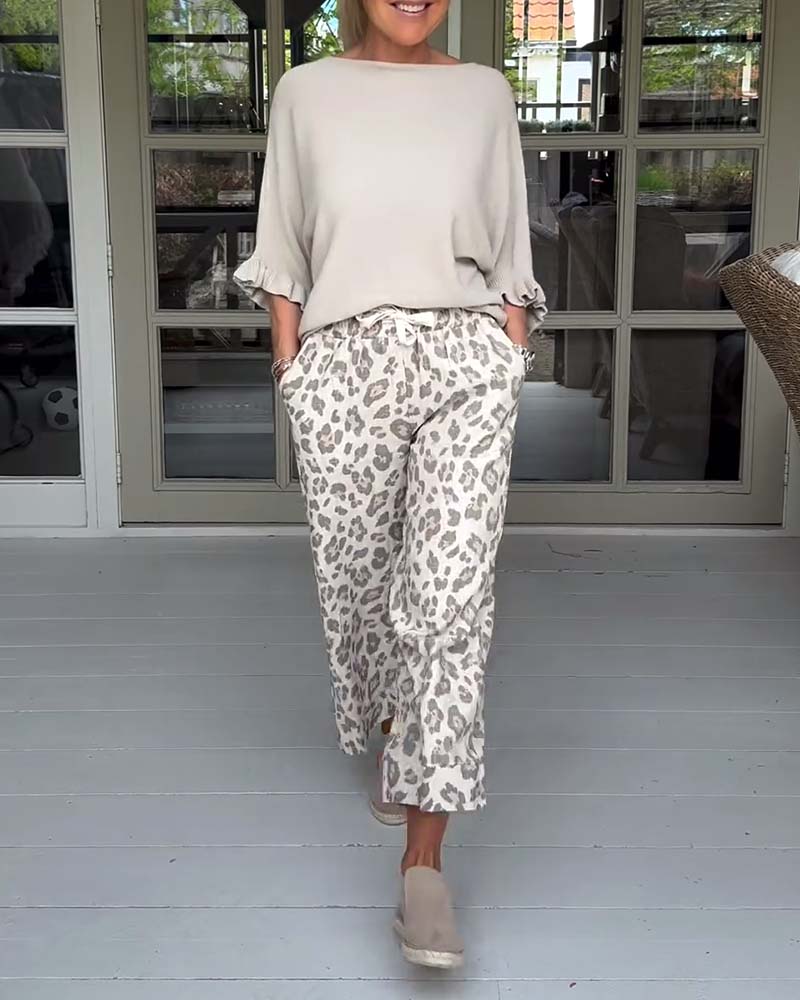 Leopard print pocket casual pants 2023 f/w Pants spring summer