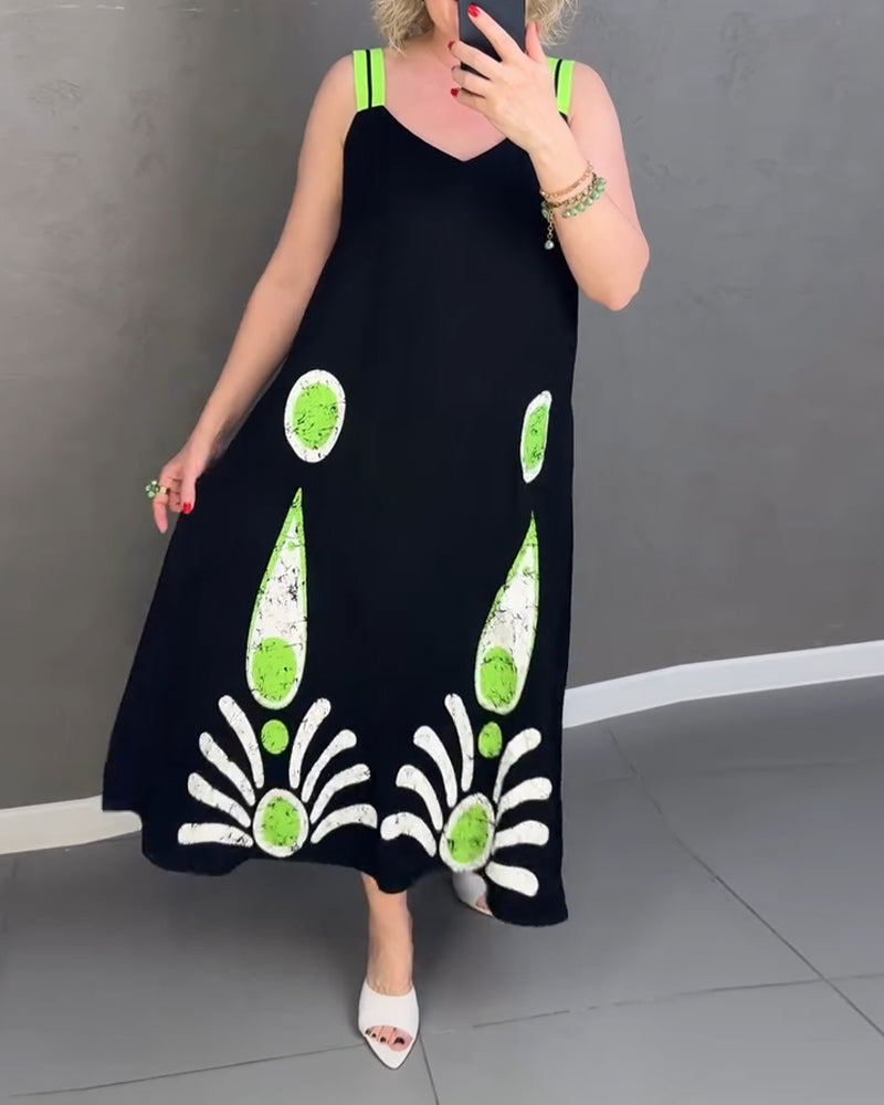 Bedrucktes Kleid mit lockeren Trägern