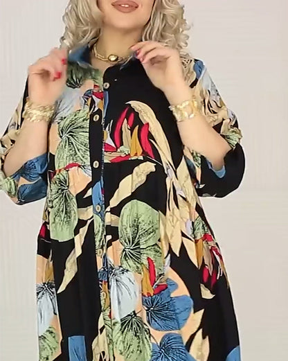 Loose-fitting lapel dress with colorful prints 2023 f/w casual dresses spring summer vacation dresses