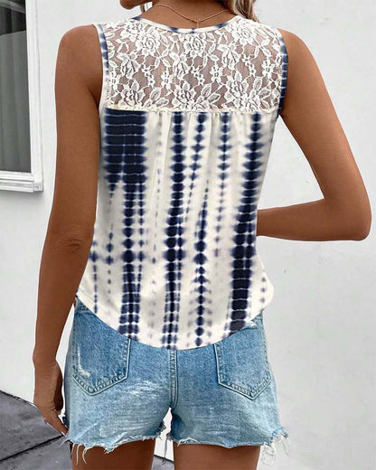 Tanktop mit unregelmäßigem Plissee-Print