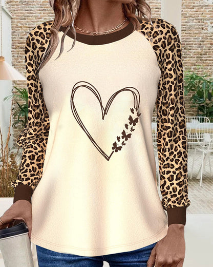 Round neck leopard print top 2024 f/w blouses & shirts spring