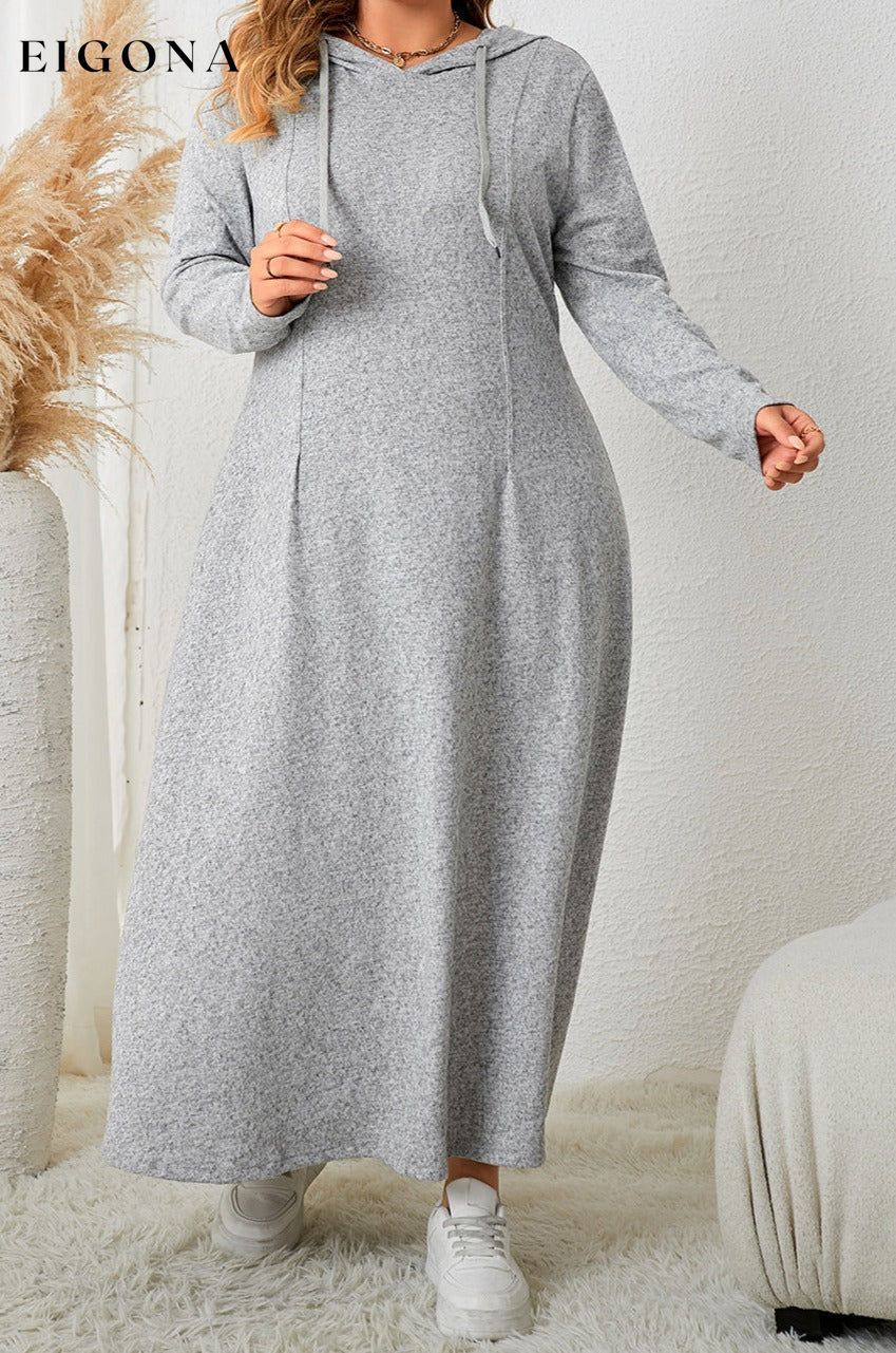 Plus Size Long Sleeve Hooded Maxi Dress casual dress clothes dress dresses HS long sleeves dress Ship From Overseas