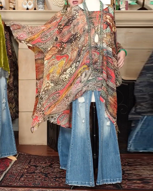 Lockere Bluse mit Fledermausärmeln