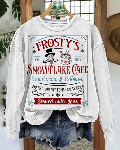 Women's Snowflake Cafe Print Casual Sweatshirt 2024 f/w christmas hoodies & sweatshirts women's christmas