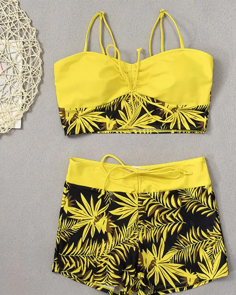 High-Waisted Boyleg Printed Bikini