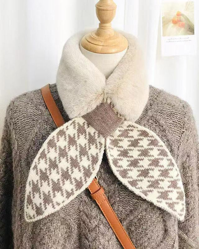 Fashionable Knitted Patchwork Fur Scarf