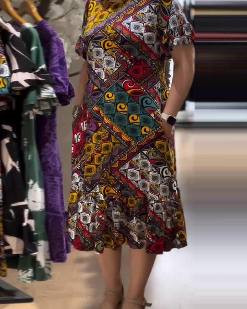 Gerade geschnittenes Kleid mit Vintage-Print