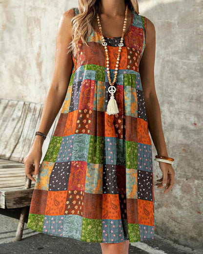 Sleeveless colorful square dress casual dresses summer