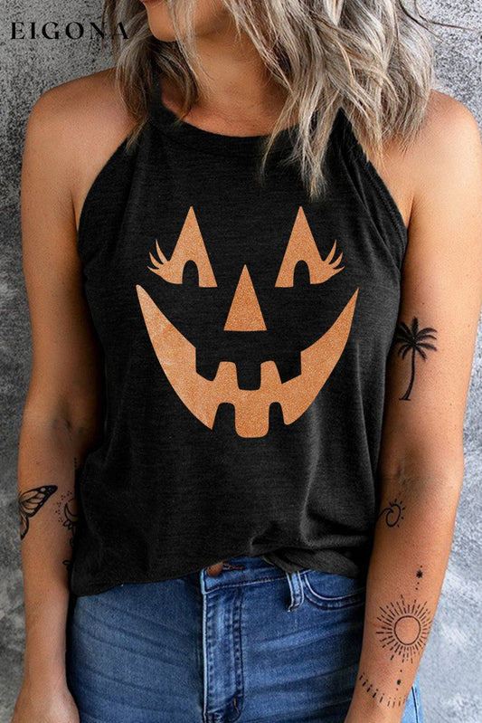 Round Neck Jack-O'-Lantern Graphic Tank Top Black clothes Ship From Overseas shirt SYNZ top trend