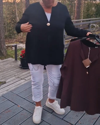 Metal Button Long-Sleeved Cardigan