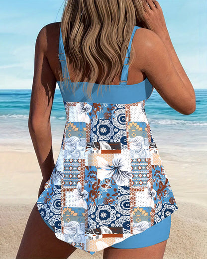 Bedruckter zweiteiliger Tankini im Resort-Stil