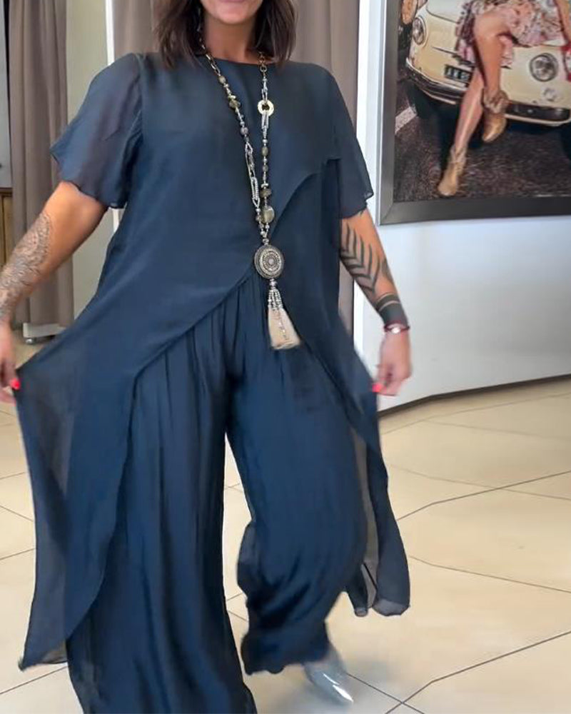 Temperament Bloomers Chiffon Set