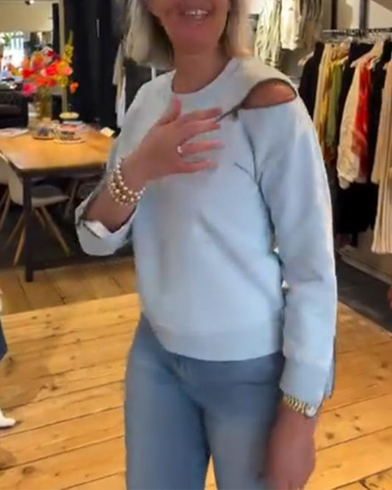 Lässiges Sweatshirt mit Reißverschluss und Rundhalsausschnitt