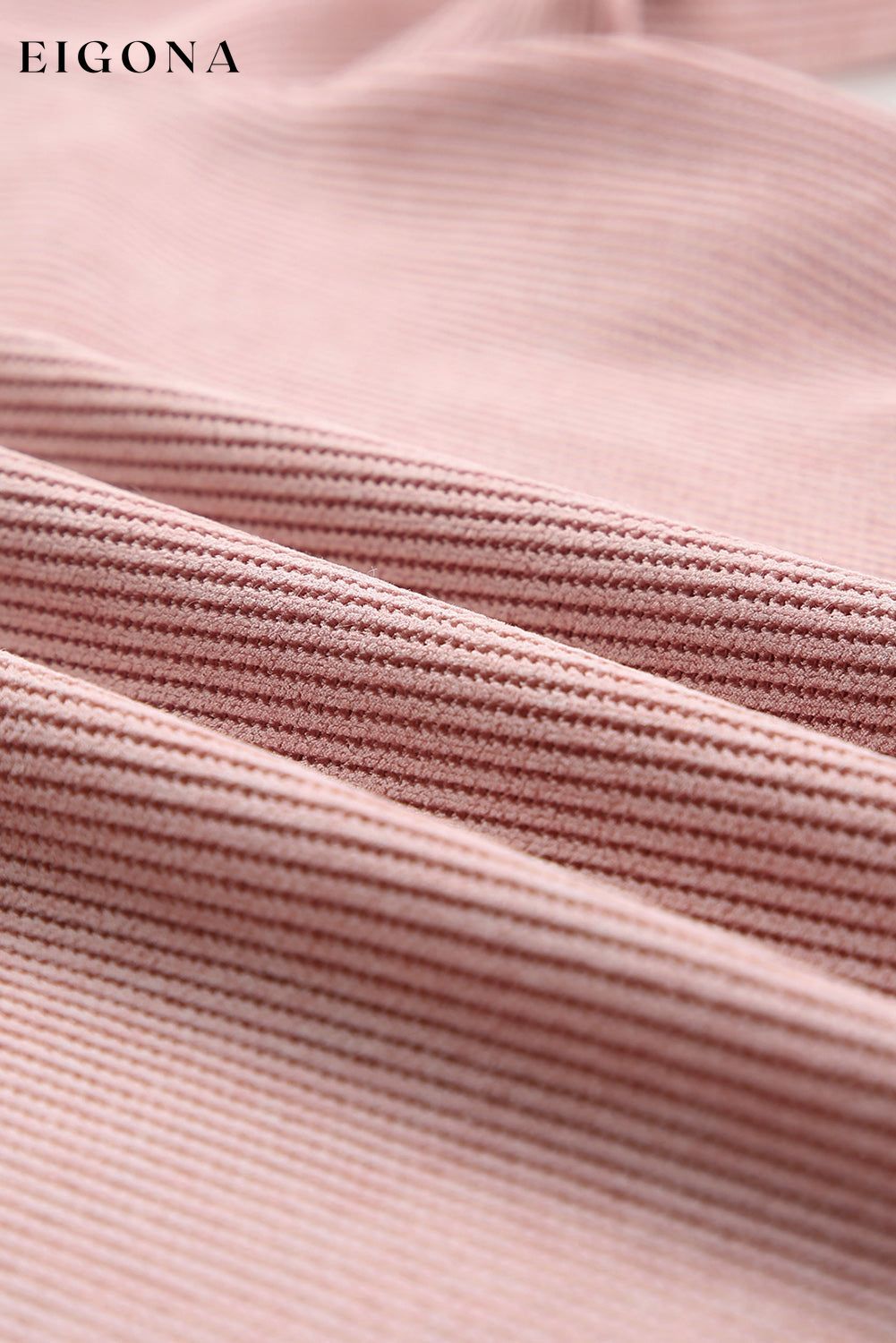 Pink Solid Ribbed Knit Round Neck Pullover Sweatshirt All In Stock Best Sellers clothes Color Pink Fabric Corduroy Hot picks long sleeve shirt Occasion Daily Print Solid Color Season Fall & Autumn shirts Style Casual Sweater sweaters tops