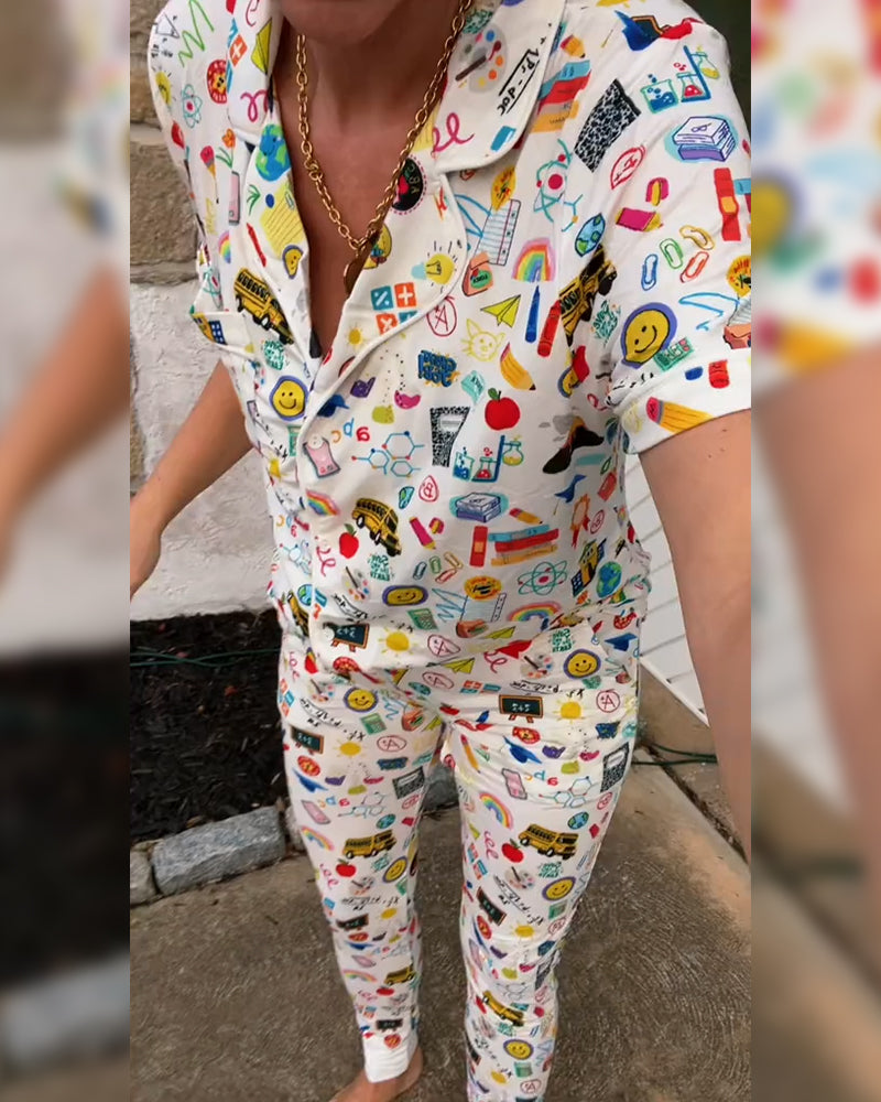 Bedrucktes, lässiges, bequemes zweiteiliges Set