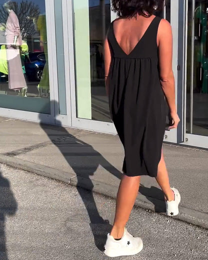 Ärmelloses, einfarbiges Etuikleid