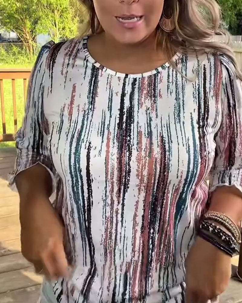 T-shirt casual stampata con scollo rotondo