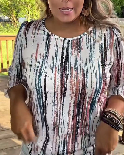 T-shirt casual stampata con scollo rotondo