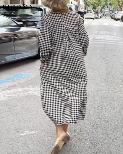 Plaid print casual pocket dress 2023 f/w 23BF casual dresses Clothes Dresses spring