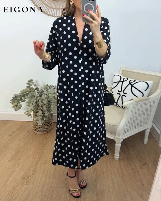 V-neck loose polka-dot dress casual dress spring summer vacation dresses