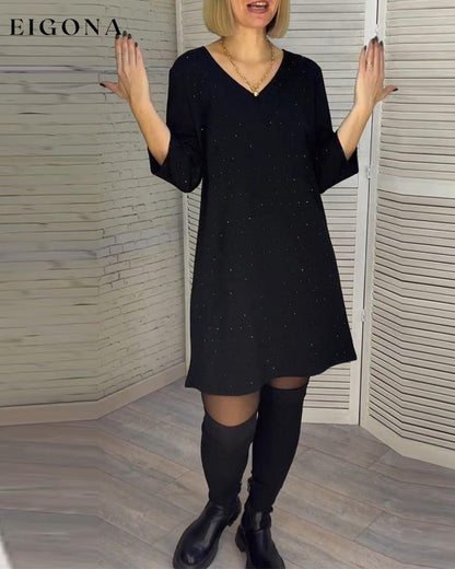 Elegant v-neck dress with three-quarter sleeves 2023 f/w 23BF casual dresses Clothes Dresses spring