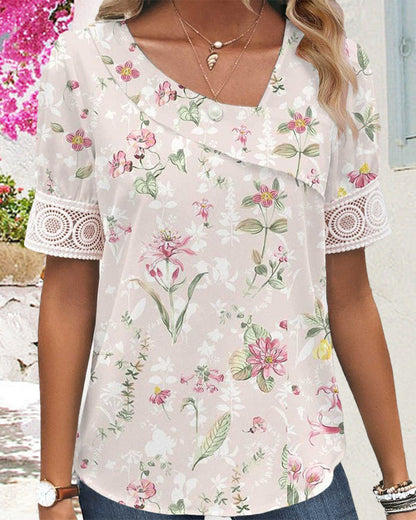 Kurzärmliges Top mit Blumenmuster
