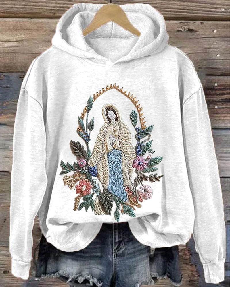 Women's Christian Our Lady Floral Print Hoodie 2024 f/w Faith Lover hoodies