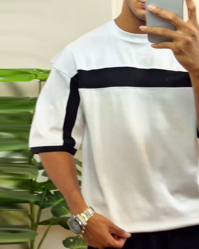 Lässiges, vielseitiges Herren-T-Shirt in Kontrastfarbe
