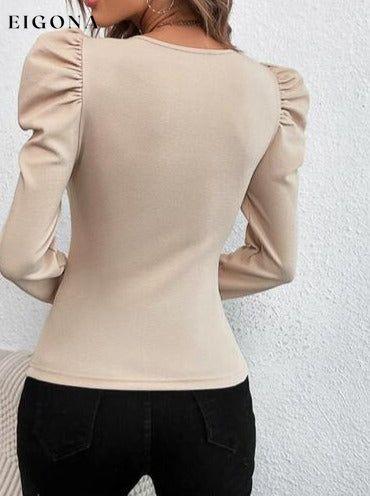 Square Neck Puff Long Sleeve Top clothes long sleeve top long sleeve tops Ship From Overseas top tops Y@Q@S
