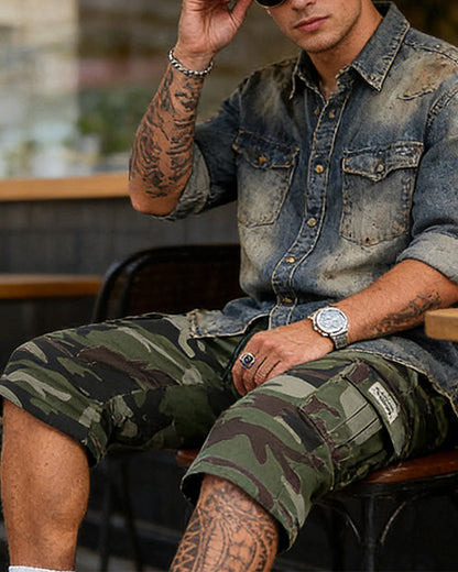 Men's Camouflage Cargo Shorts – Multi-Pocket, Adjustable Waist & Breathable Fabric