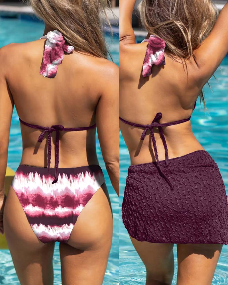 Three-Piece Gradient Print Bikini Swimsuit bikinis mm-swimsuits spring summer