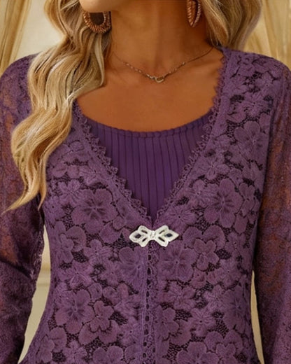 Long-Sleeved Faux Two-Piece Top